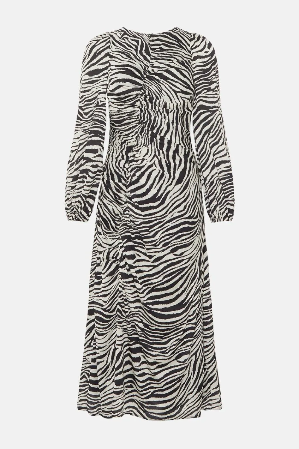 Sale Oasis Rachel Stevens Printed Ruched Front Midi Dress Zebra