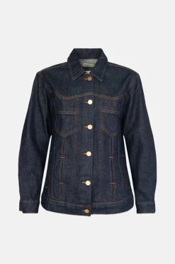 Outlet Oasis Rachel Stevens Rigid Wavy Denim Jacket Dark Wash