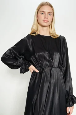 Outlet Oasis Rachel Stevens Satin Blouson Midi Dress Black