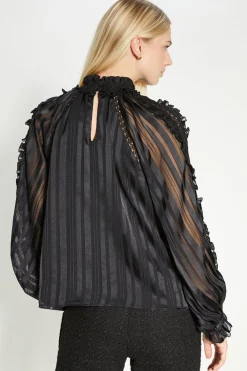 Outlet Oasis Rachel Stevens Satin Lace Trim Blouse Black
