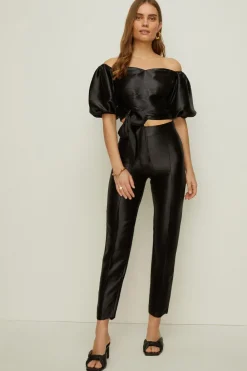 Best Oasis Rachel Stevens Satin Twill Co Ord Trouser Black