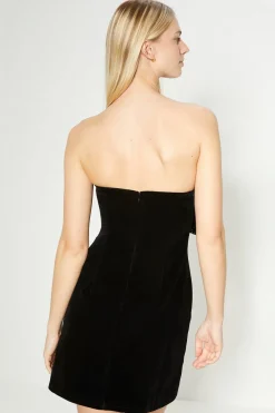 New Oasis Rachel Stevens Sequin Bow Detail Velvet Mini Dress Black