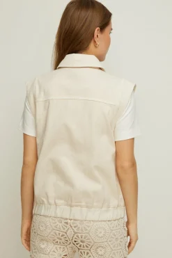 Best Oasis Rachel Stevens Sleeveless Denim Jacket Ecru