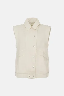 Best Oasis Rachel Stevens Sleeveless Denim Jacket Ecru