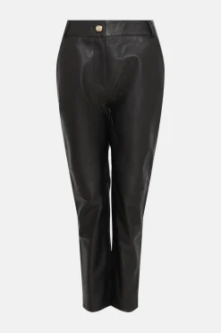 Hot Oasis Rachel Stevens Straight Leg Leather Trouser Black