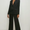 New Oasis Rachel Stevens Stretch Satin Straight Leg Trouser Black