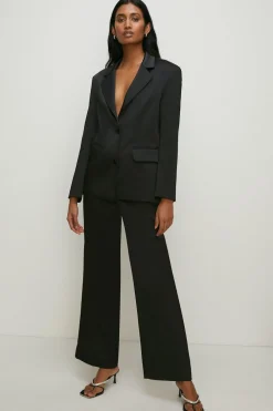 New Oasis Rachel Stevens Stretch Satin Straight Leg Trouser Black