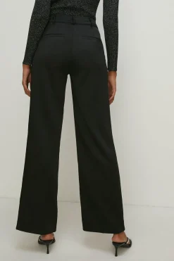 New Oasis Rachel Stevens Stretch Satin Straight Leg Trouser Black