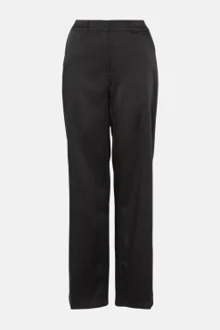 New Oasis Rachel Stevens Stretch Satin Straight Leg Trouser Black