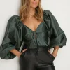 Outlet Oasis Rachel Stevens Taffeta Tie Front Top Wine