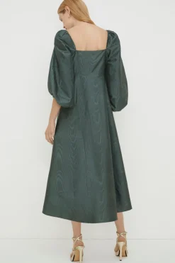 Fashion Oasis Rachel Stevens Taffeta Tie Front Midi Dress Green