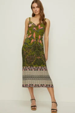 Online Oasis Rachel Stevens Tribal Border Slip Dress Khaki