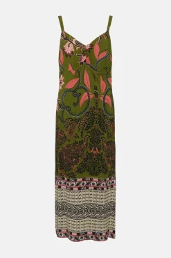 Online Oasis Rachel Stevens Tribal Border Slip Dress Khaki