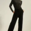 Discount Oasis Rachel Stevens Velvet Wide Leg Trouser Burgundy