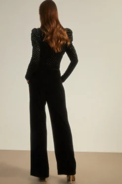 Discount Oasis Rachel Stevens Velvet Wide Leg Trouser Burgundy