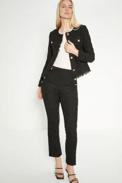 Discount Oasis Rachel Stevens Wide Leg Button Detail Tweed Trouser Black