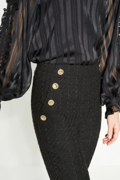 Discount Oasis Rachel Stevens Wide Leg Button Detail Tweed Trouser Black