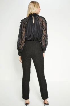 Discount Oasis Rachel Stevens Wide Leg Button Detail Tweed Trouser Black