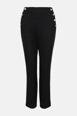 Discount Oasis Rachel Stevens Wide Leg Button Detail Tweed Trouser Black