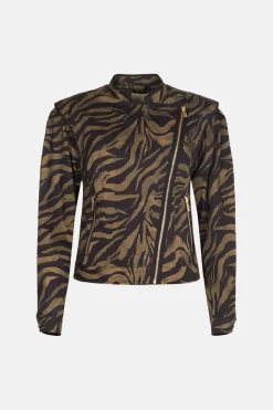 Hot Oasis Rachel Stevens Zip Through Print Coat Zebra
