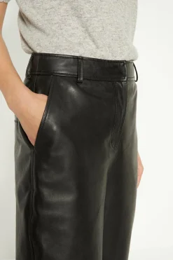Discount Oasis Real Leather Barrel Leg Trouser Black