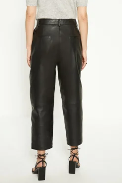 Discount Oasis Real Leather Barrel Leg Trouser Black