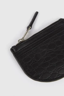 Hot Oasis Real Leather Croc Card Holder Coin Purse Black