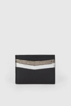 New Oasis Real Leather Mixed Metallic Cardholder Silver