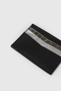New Oasis Real Leather Mixed Metallic Cardholder Silver