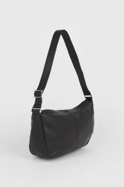 Sale Oasis Real Leather Multi Zip Cross Body Shoulder Bag Black