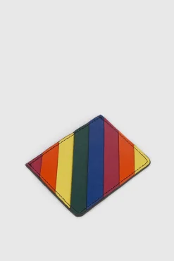 Discount Oasis Real Leather Rainbow Panelled Cardholder Multi