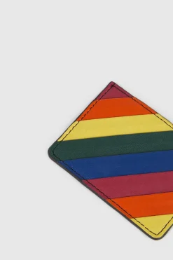 Discount Oasis Real Leather Rainbow Panelled Cardholder Multi