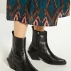 Sale Oasis Real Leather Studded Western Boot Black