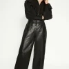 New Oasis Real Leather Wide Leg Trouser Black