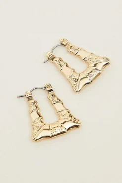 Fashion Oasis Rectangle Textured Earrings Gold