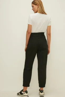 Online Oasis Relaxed Paperbag Belted Jogger Black