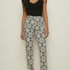Sale Oasis Retro Floral Straight Leg Trouser Black