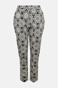 Sale Oasis Retro Floral Straight Leg Trouser Black