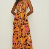 Online Oasis Retro Shirred Maxi Dress Floral