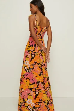 Online Oasis Retro Shirred Maxi Dress Floral