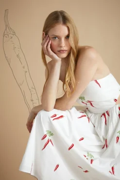 Clearance Oasis Rhs Chilli Cut Out Bandeau Midi Dress Ivory