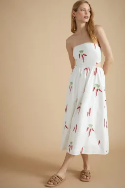 Clearance Oasis Rhs Chilli Cut Out Bandeau Midi Dress Ivory