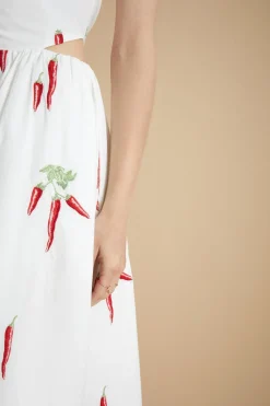 Clearance Oasis Rhs Chilli Cut Out Bandeau Midi Dress Ivory