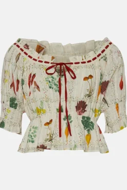 New Oasis Rhs Seed Packet Printed Ribbon Top Ivory