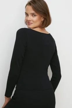 Hot Oasis Ring Detail Cut Out Knit Top Black