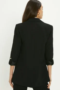 Sale Oasis Roll Sleeve Tab Detail Tailored Blazer Black
