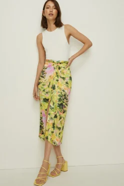 Outlet Oasis Rose Dufton Landscape Drape Front Skirt Green