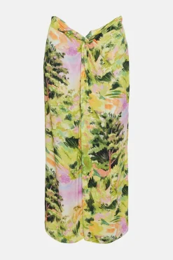 Outlet Oasis Rose Dufton Landscape Drape Front Skirt Green