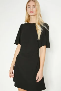 Fashion Oasis Ruched Detail Crepe Mini Dress Black