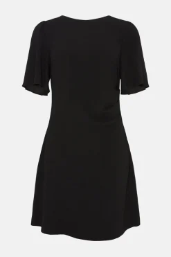 Fashion Oasis Ruched Detail Crepe Mini Dress Black